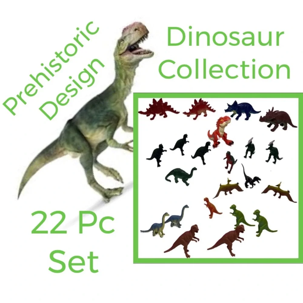 Vintage Dinosaur Collection Prehistoric Action Figures Vintage Toys Set 22 Pc